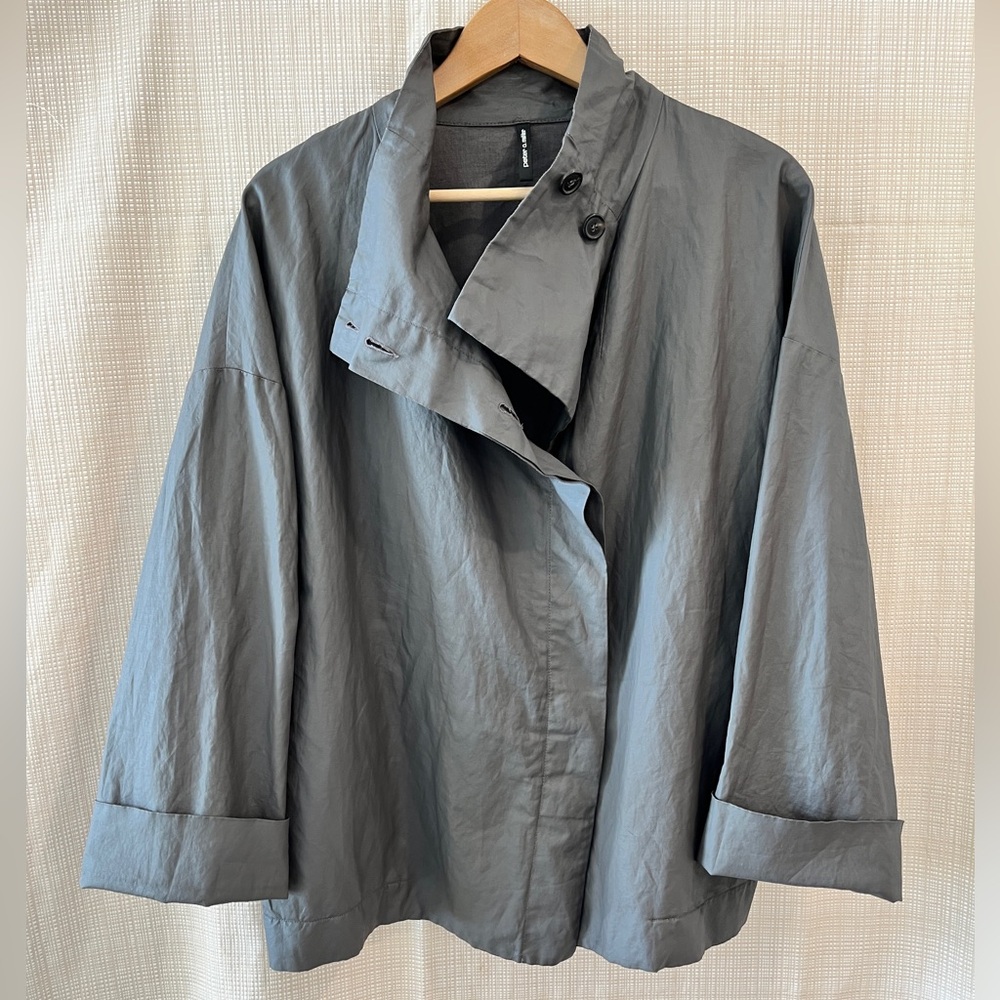 Peter O. Mahler Funnel Neck Jacket High Collar Jacket Textured Tactile Trench